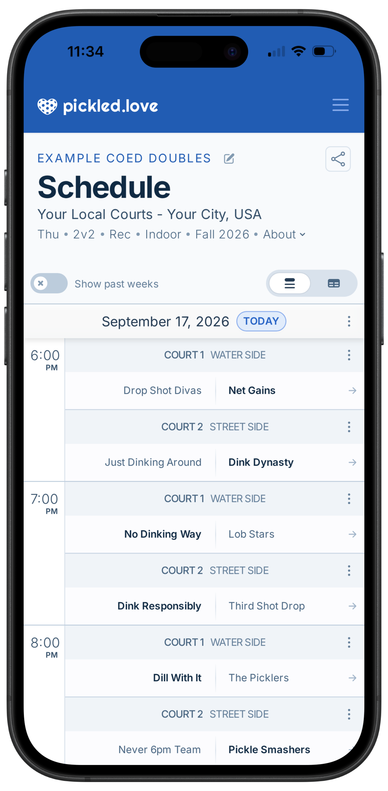 Scheduling form screenshot on a mobile device
