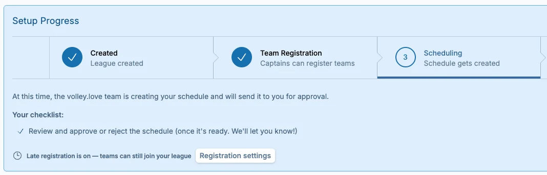 Late registration progress bar in pickled.love, a pickleball signup workflow app