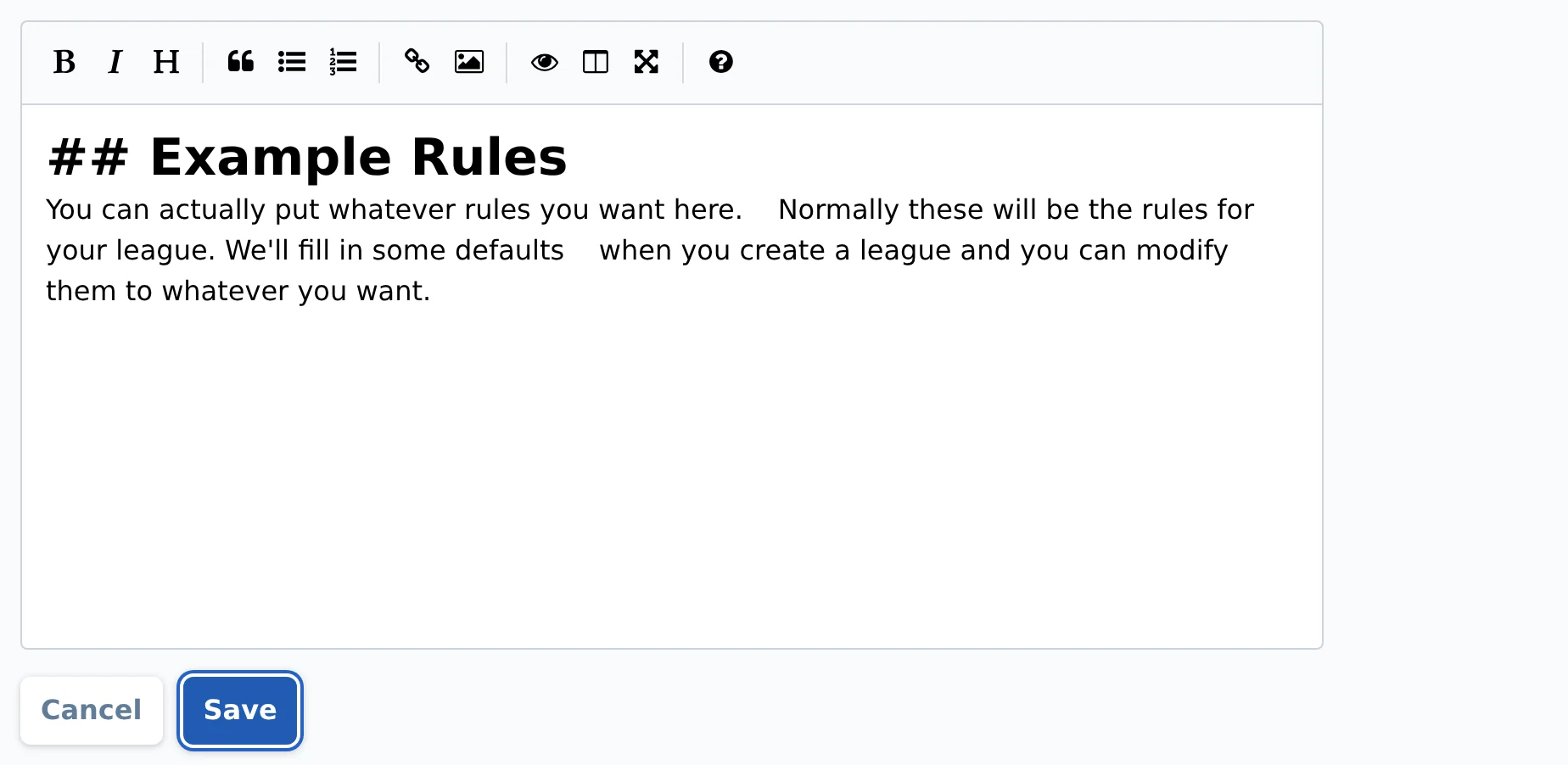 Rules editor in pickled.love, a pickleball league management app